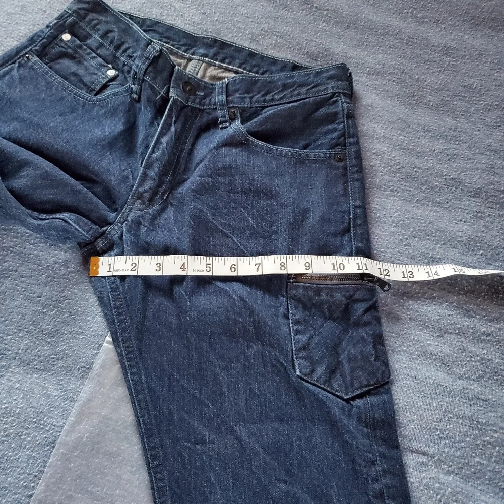 Levi's 514 Straight Motion Denim Blue Jeans Size 31x32 Black Leather Label